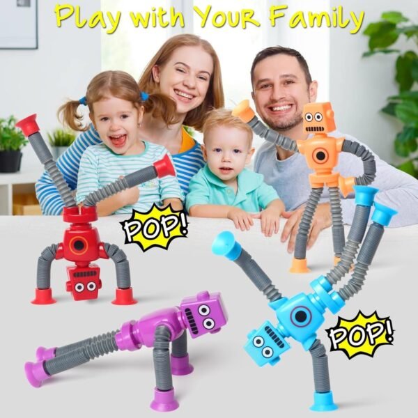 4-Pack Telescopic Suction Cup Robot Fidget Toys