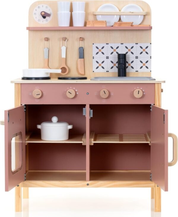 Wooden Pretend Play Kitchen Set with Accessories