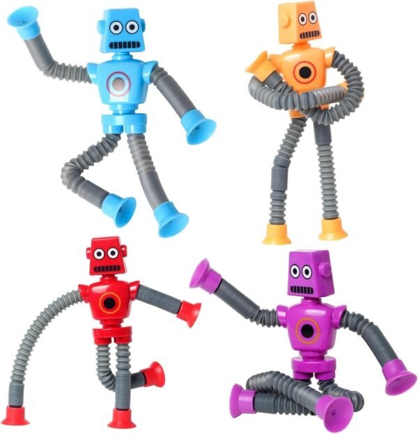 4-Pack Telescopic Suction Cup Robot Fidget Toys