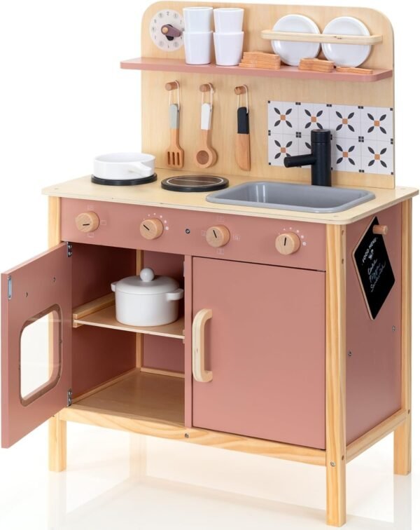 Wooden Pretend Play Kitchen Set with Accessories